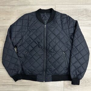 Women's Black Quilted Bomber Jacket